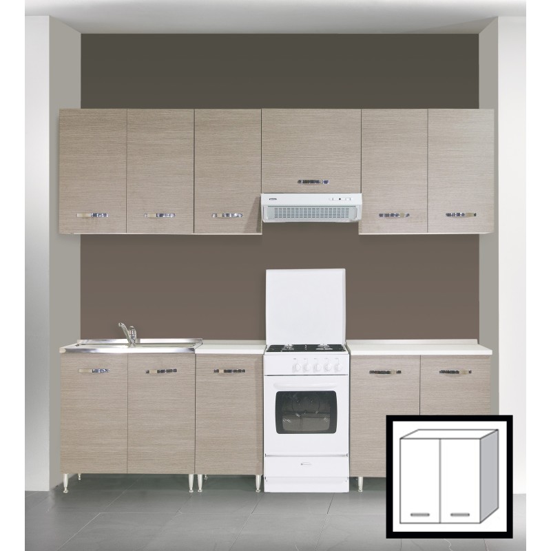 KIT CUCINA PENSILE 2 ANTE 80X30X72H FINITURA LARICE GRIGIO