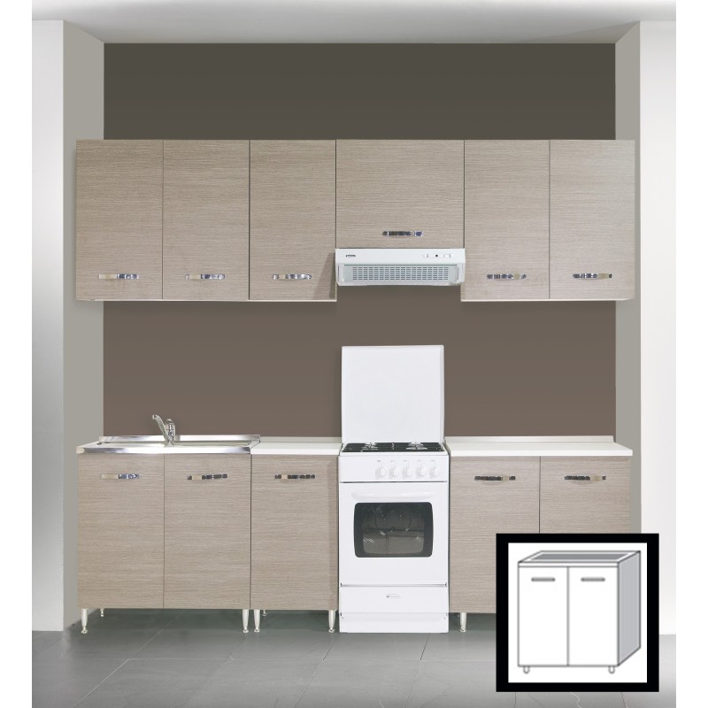 KIT CUCINA BASE SOTTO LAVELLO 80X50X85H 2 ANTE FINITURA LARICE GRIGIO