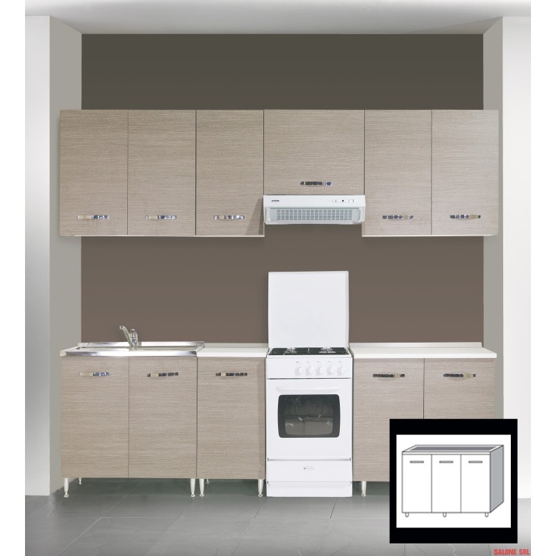 KIT CUCINA BASE SOTTO LAVELLO 120X50X85H 3 ANTE FINITURA LARICE GRIGIO