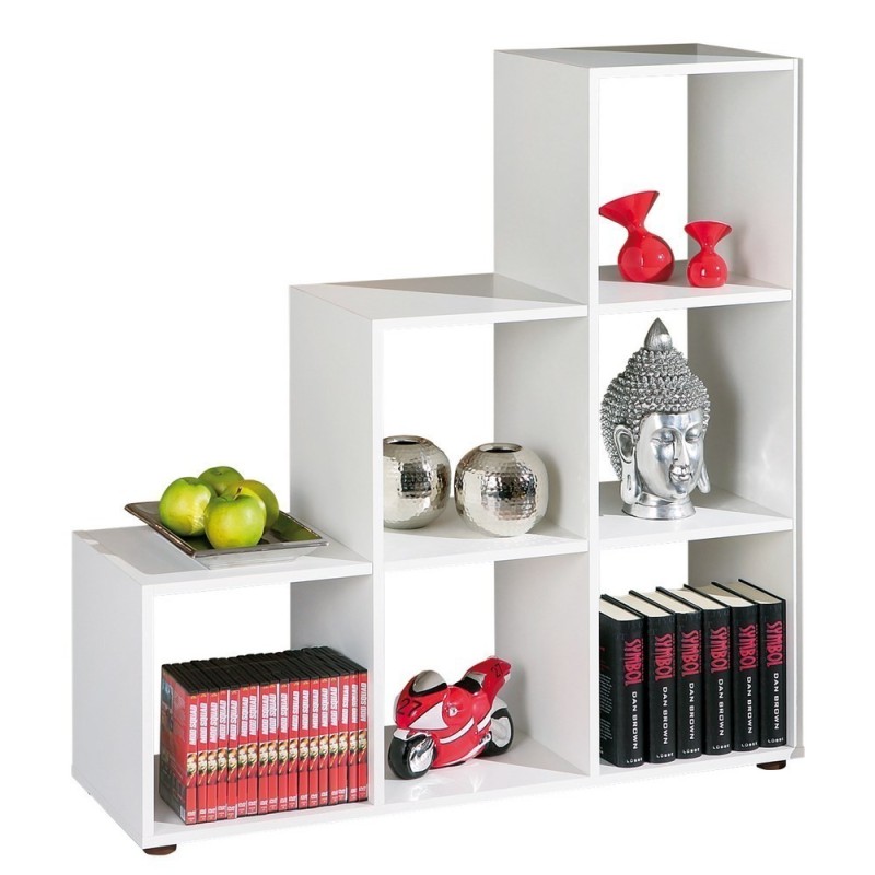 LIBRERIA 6 BOX CADORE DIM. 105x33x109H LAMINATO BIANCO INTER LINK