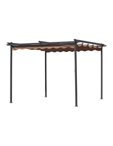 PERGOLA MT.3X3 GAZEBO ACCIAIO CON TELO RETRATTILE SCORREVOLE GIARDINO