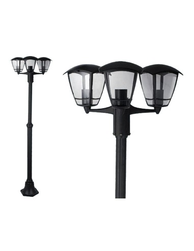 LAMPIONE 3 LUCI SELENE ALTEZZA CM.183 ALLUMINIO PRESSOFUSO VERNICIATO NERO