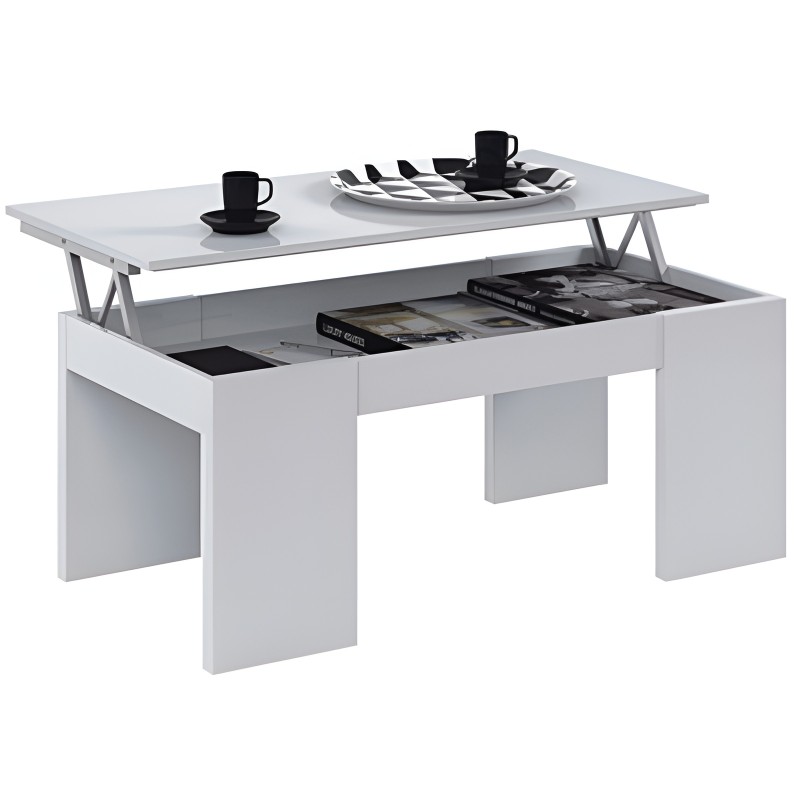 Tavolino da caffè per soggiorno, contenitore sollevabile bianco 43X100X50cm Tavolino da caffè per soggiorno, contenitore sollevabile bianco 43X100X50cm