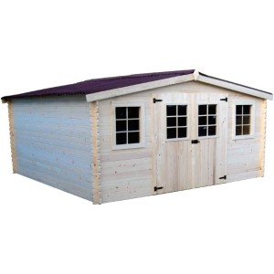 CASETTA FORESTA IN LEGNO MASSELLO AD INCASTRO 28 CM 400X400 CON PAVIMENTO