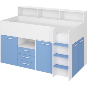 LETTO ARMADIO CASSETTIERE  BAMBINI NEO cm206x120x138h BIANCO BLU