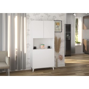 MOBILE SCRIVANIA COMPUTER LIBRERIA MEGAN H175x80x36cm BIANCO OPACO