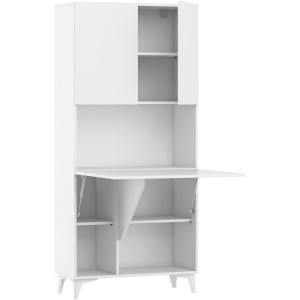 MOBILE SCRIVANIA COMPUTER LIBRERIA MEGAN H175x80x36cm BIANCO LUCIDO