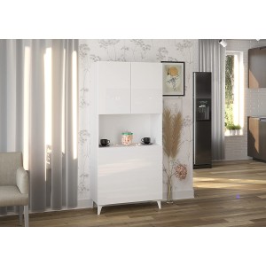 MOBILE SCRIVANIA COMPUTER LIBRERIA MEGAN H175x80x36cm BIANCO LUCIDO