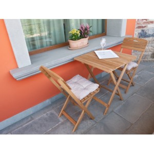 Set Arredo Bistrot Cannes Tavolo + 2 Sedie pieghevoli verniciato ad acqua