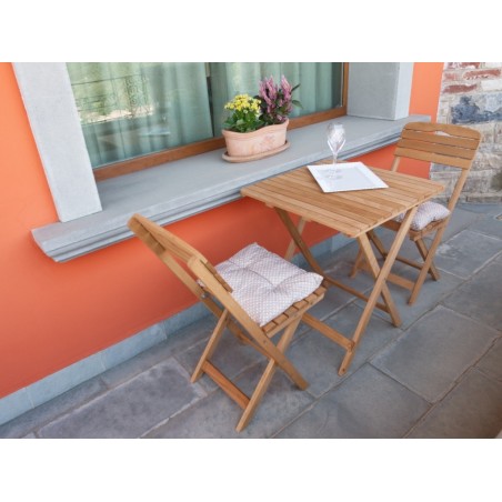Set Arredo Bistrot Cannes Tavolo + 2 Sedie pieghevoli verniciato ad acqua