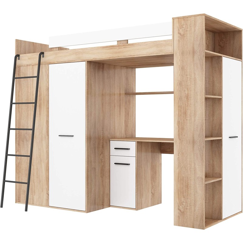 MOBILE LETTO SOPPALCO SCALETTA BAMBINI VERANA L cm h190x120x236 ROVERE BIANCO MOBILE LETTO SOPPALCO SCALETTA BAMBINI VERANA L cm h190x120x236 ROVERE BIANCO