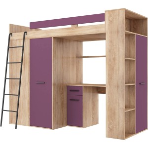 MOBILE LETTO SOPPALCO SCALETTA BAMBINI VERANA L cm H190x120x236 ROVERE VIOLA