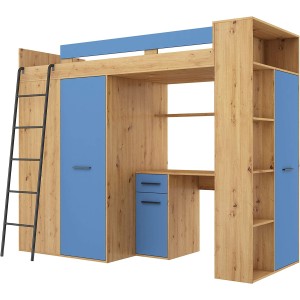 MOBILE LETTO SOPPALCO SCALETTA BAMBINI VERANA L cm h190x120x236 ROVERE CELESTE