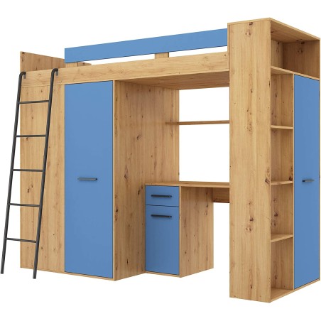 MOBILE LETTO SOPPALCO SCALETTA BAMBINI VERANA L cm h190x120x236 ROVERE CELESTE