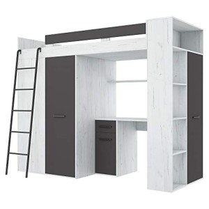 MOBILE LETTO SOPPALCO SCALETTA BAMBINI VERANA L cm236x120x190h BIANCO GRAFITE