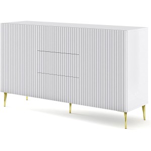 MOBILE CASSETTIERA SOGGIORNO S. RAVENNA cm149x41x86h BIANCO OPACO PIEDINI DORATI