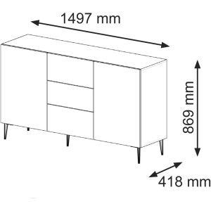 MOBILE CASSETTIERA SOGGIORNO S. RAVENNA cm149x41x86h BIANCO OPACO PIEDINI DORATI