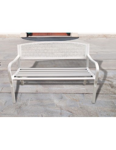 PANCHINA IN ACCIAIO RINFORZATO 128x56x85H DOTHAN COLORE BIANCO