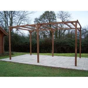 PERGOLA TETTOIA CARPORT FORESTA LEGNO TRATTATO ALTA TEMPERATURA CM 300X500