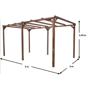 PERGOLA TETTOIA CARPORT FORESTA LEGNO TRATTATO ALTA TEMPERATURA CM 300X500