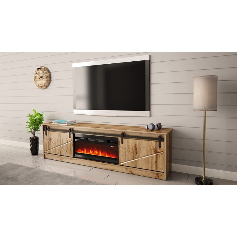 MOBILE TV CON CAMINETTO ELETTRICO GRANERO INCORPORATO cm200x35x57 QUERCIA MOBILE TV CON CAMINETTO ELETTRICO GRANERO INCORPORATO cm200x35x57 QUERCIA
