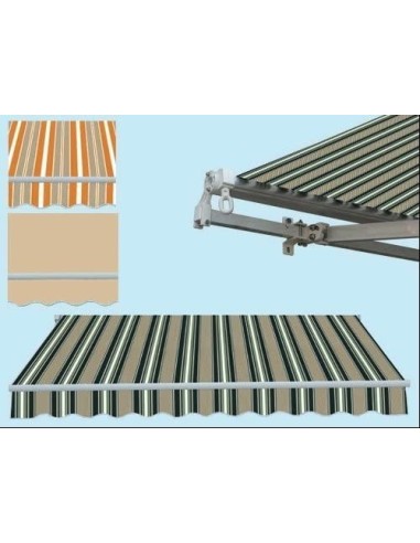 TENDE DA SOLE IDROREPELLENTE CON BRACCI RETRATTILI Cm 295X250 FINITURA VERDE / BEIGE