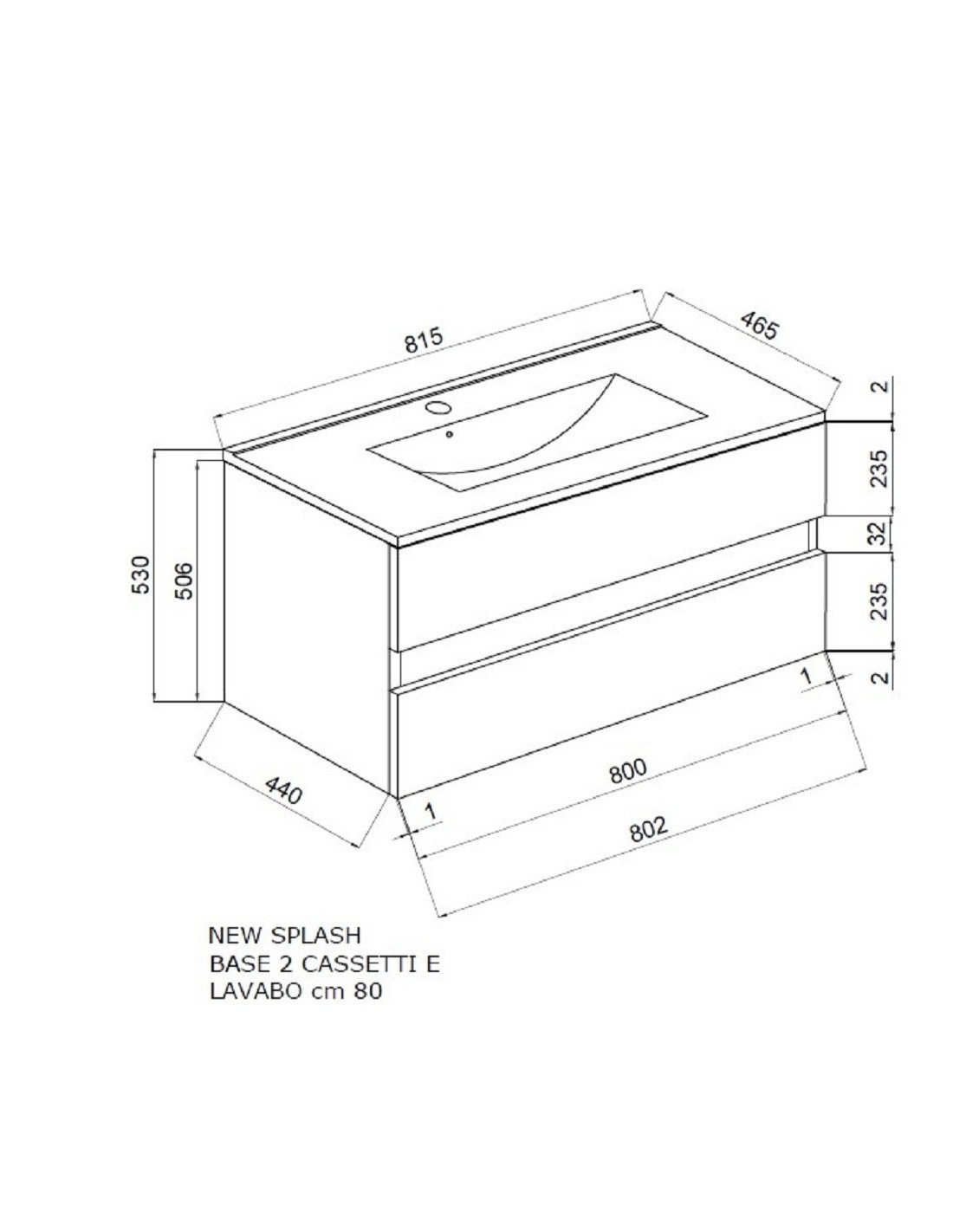 MOBILE BAGNO CON LAVABO E SPECCHIO INCLUSI FINITURA ROVERE BIANCO 81X47X53H  Cm