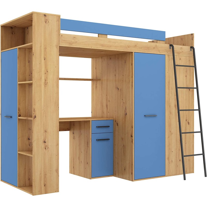 LETTO ARMADIO SCRIVANIA LIBRERIA BAMBINI VERANA P H190x120x236cm BLU ROVERE LETTO ARMADIO SCRIVANIA LIBRERIA BAMBINI VERANA P H190x120x236cm BLU ROVERE
