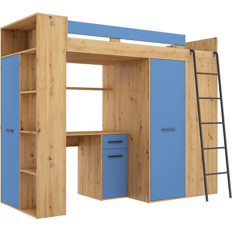 LETTO ARMADIO SCRIVANIA LIBRERIA BAMBINI VERANA P H190x120x236cm BLU ROVERE