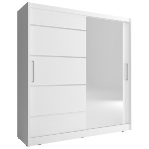 ARMADIO CON SPECCHIO PER CAMERE DA LETTO SERIE MAJA 180x62x200h BIANCO OPACO