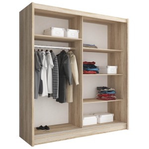 ARMADIO CON SPECCHIO PER CAMERE DA LETTO SERIE MAJA 180x62x200h ROVERE