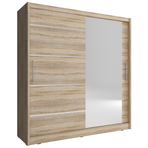 ARMADIO CON SPECCHIO PER CAMERE DA LETTO SERIE MAJA 180x62x200h ROVERE