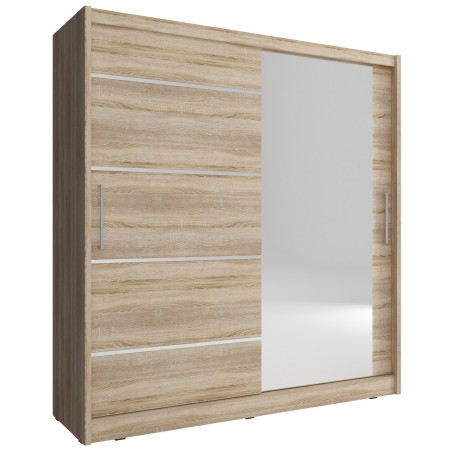 ARMADIO CON SPECCHIO PER CAMERE DA LETTO SERIE MAJA 180x62x200h ROVERE