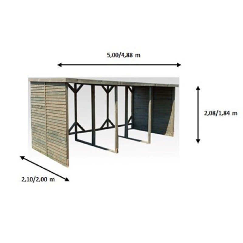 Legnaia in legno , FORESTA , trattamento in autoclave, dimensioni 500x210x208H