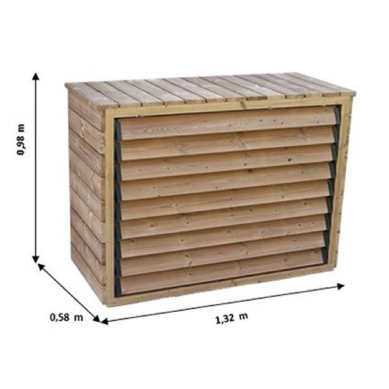 Copri climatizzatore FORESTA , in legno termo trattato con veneziane  mobili, dimensioni 132x58x98H