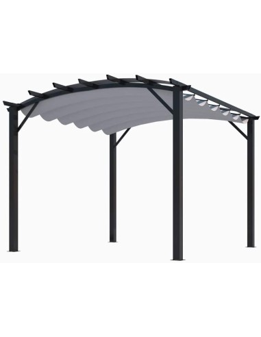 Pergola Foresta gazebo in alluminio ad arco con telo retrattile colore grigio, dimensioni 340x330x240H