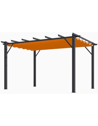 Pergola Foresta gazebo in alluminio con telo retrattile colore ruggine, dimensioni 400x300x230H