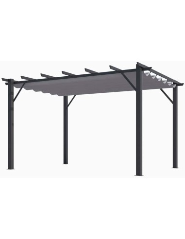 Pergola Foresta gazebo in alluminio con telo retrattile colore grigio, dimensioni 400x300x230H