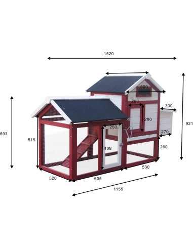 CASETTA PER GALLINE POLLAIO FORESTA IN LEGNO BICOLORE 152X62