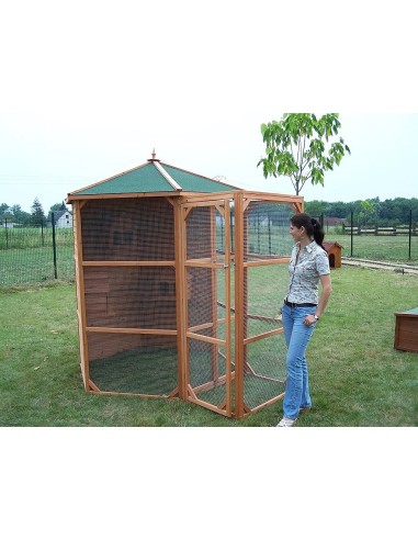 CASETTA GABBIA PER UCCELLI VOLIERA FORESTA ESAGONALE 235X235X238H