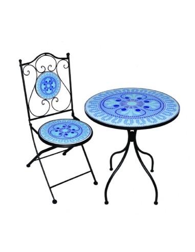 Set HELLAS tavolo 80XH75 cm piano in ceramica con 2 sedie richiudibili , arredo giardino