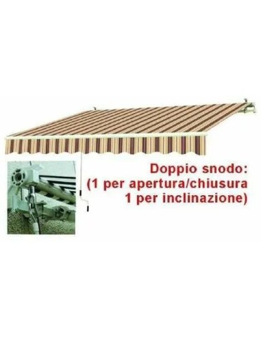 Tenda da Sole a Bracci Retrattili 195x150 Cm colore beige con righe rosse installazione a parete o soffitto