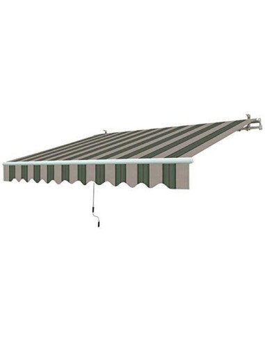 Tenda da Sole a Bracci Retrattili 195x150 Cm colore Bianco con righe Verdi installazione a parete o soffitto