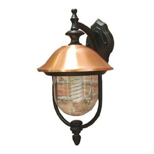 LANTERNA APPLIQUE LAMPADA COPPER CON BRACCIO IN ALLUMINIO NERO E RAME PER LAMPADE DA 60W