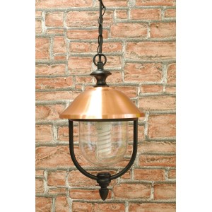LANTERNA APPLIQUE LAMPADA COPPER CON CATENA  IN ALLUMINIO NERO E RAME PER LAMPADE DA 60W