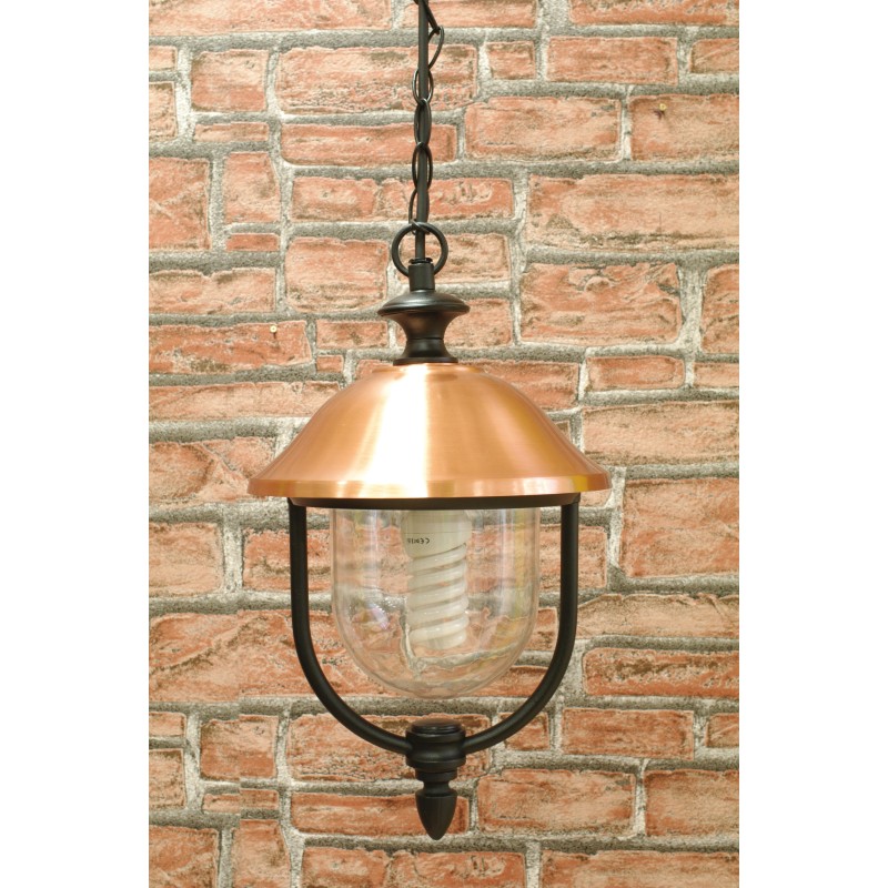 LANTERNA APPLIQUE LAMPADA COPPER CON CATENA IN ALLUMINIO NERO E RAME PER LAMPADE DA 60W LANTERNA APPLIQUE LAMPADA COPPER CON CATENA IN ALLUMINIO NERO E RAME PER LAMPADE DA 60W