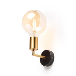 Lampada da parete VINTAGE in ottone spazzolato con lampadina globo Retrò inclusa