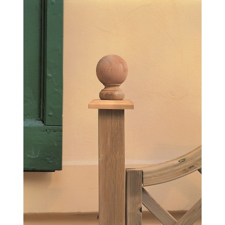 SFERA IN LEGNO COPRI PALO CON BASE CONF. 2 PEZZI