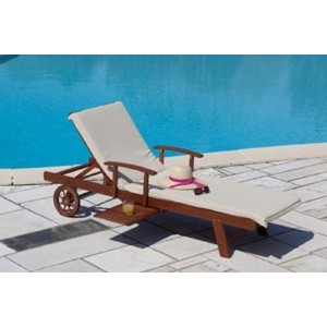 LETTINO FLOWER IN LEGNO BALAU CM.195X60X35H CON TAVOLETTA PORTABICCHIERI