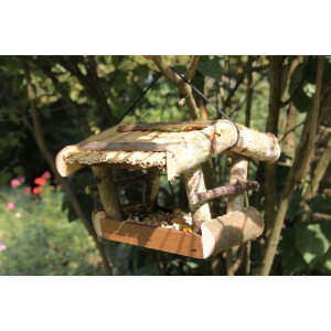 MANGIATOIA IN LEGNO PER UCCELLINI NATURAL FSC dim. 22x22xh17 CM